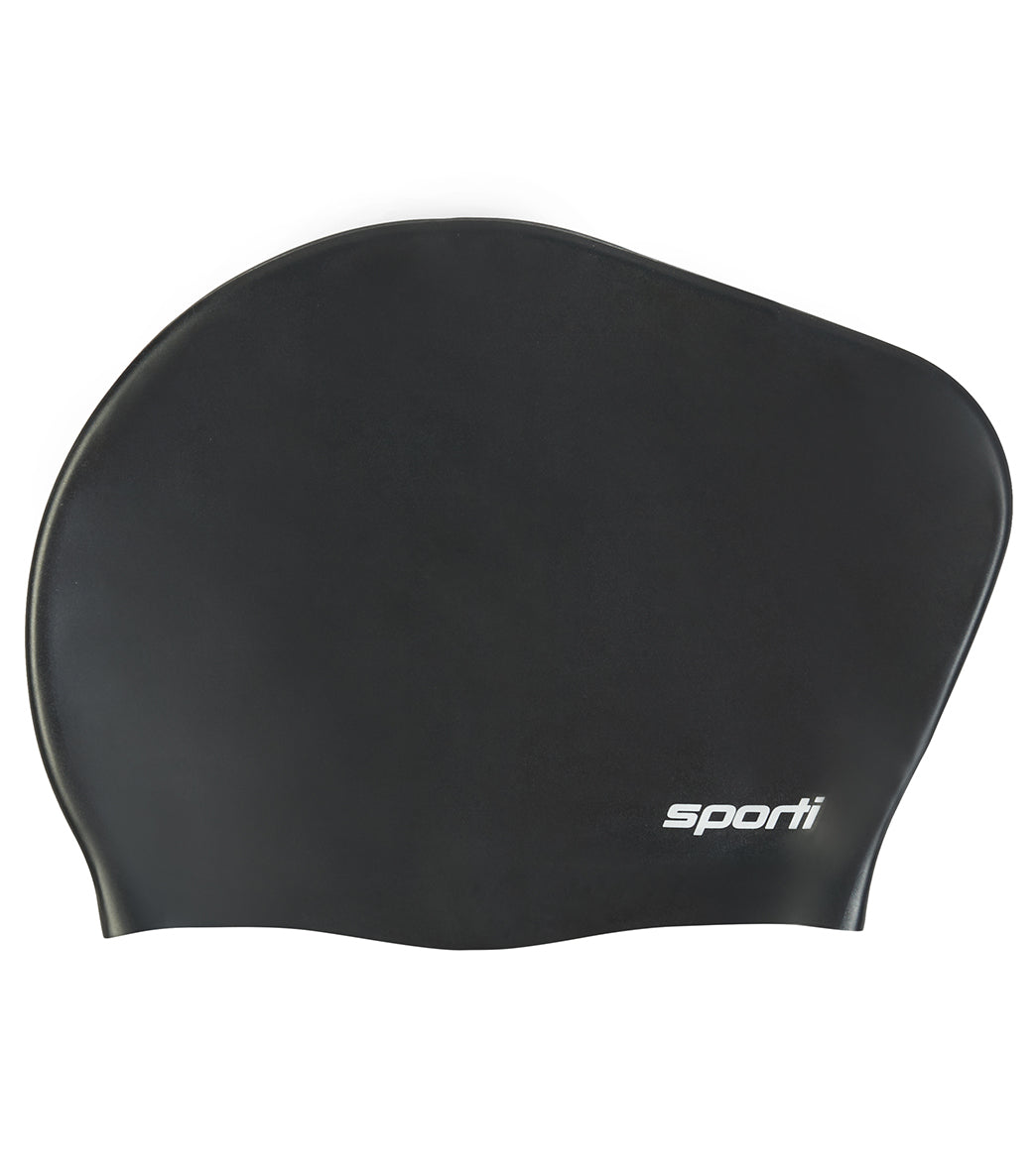 Sporti Solid Long Hair Bun Silicone Swim Cap