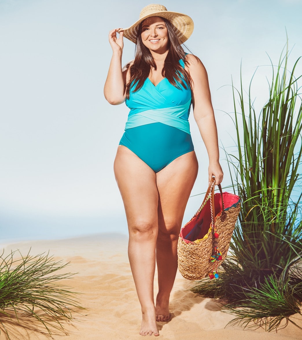 Sporti Plus Size Marina Criss Cross Tummy Control One Piece Swimsuit