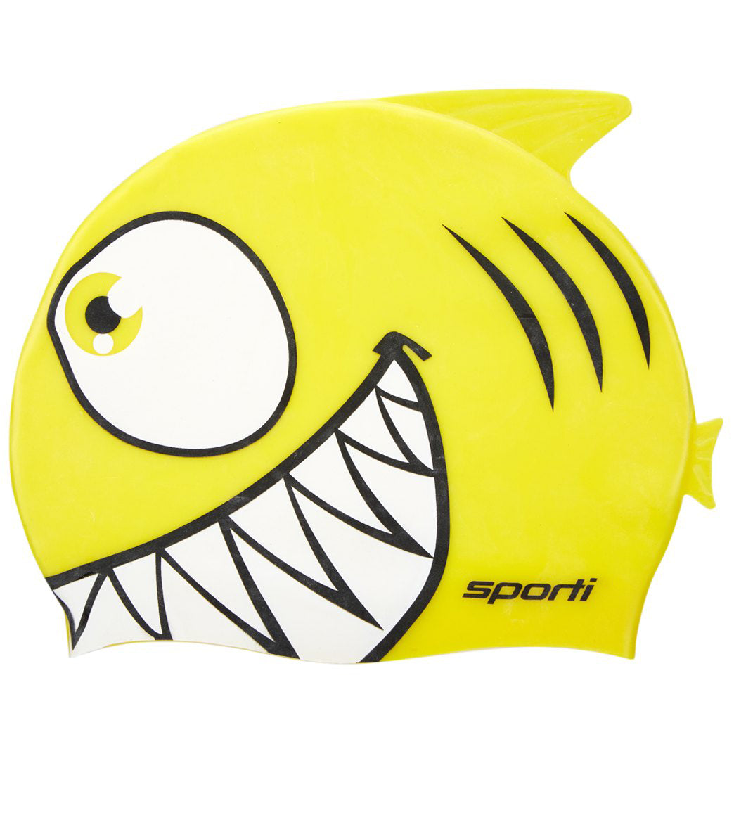 Sporti Cartoon Shark Silicone Swim Cap Jr.