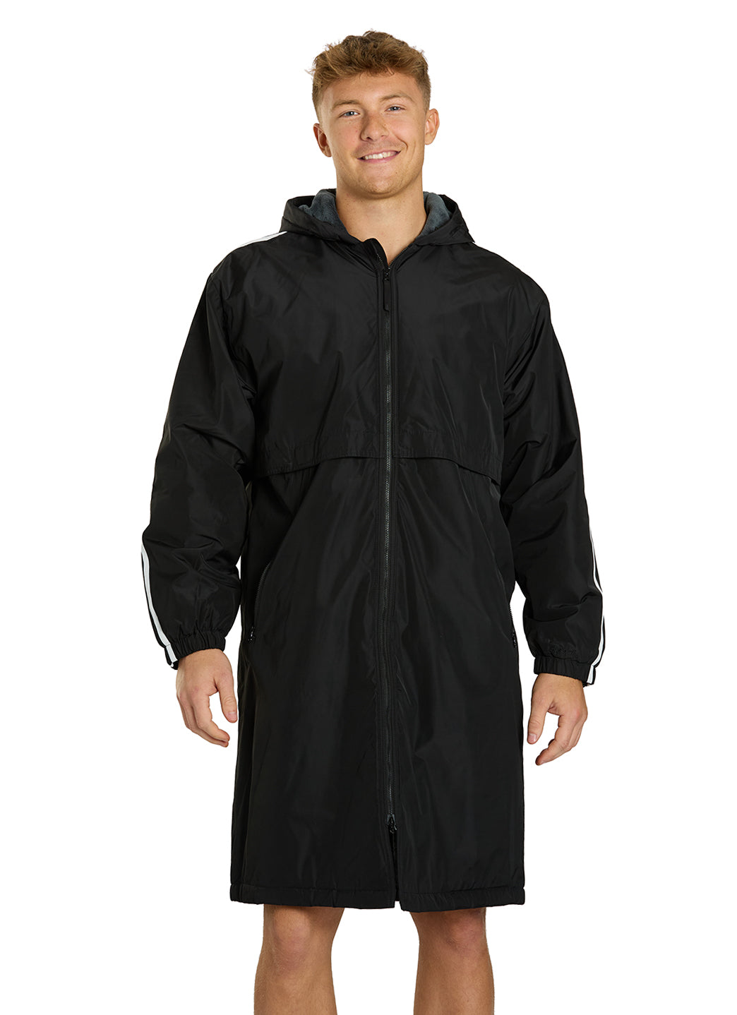 Sporti Striped Comfort Fleece-Lined Swim Parka