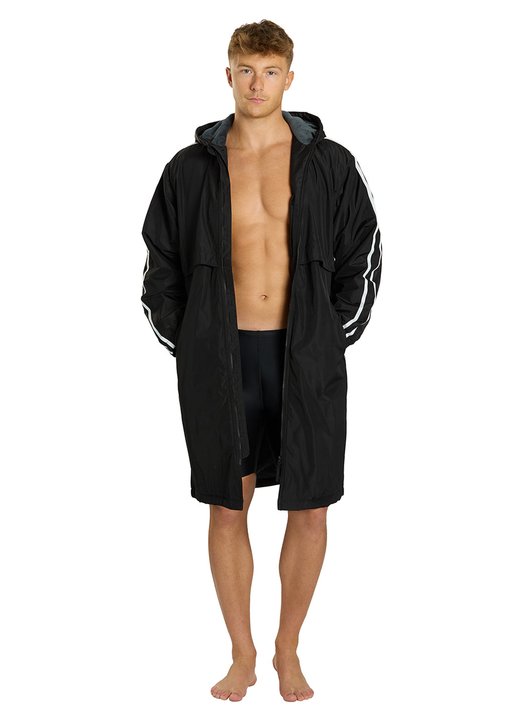 Sporti Striped Comfort Fleece-Lined Swim Parka
