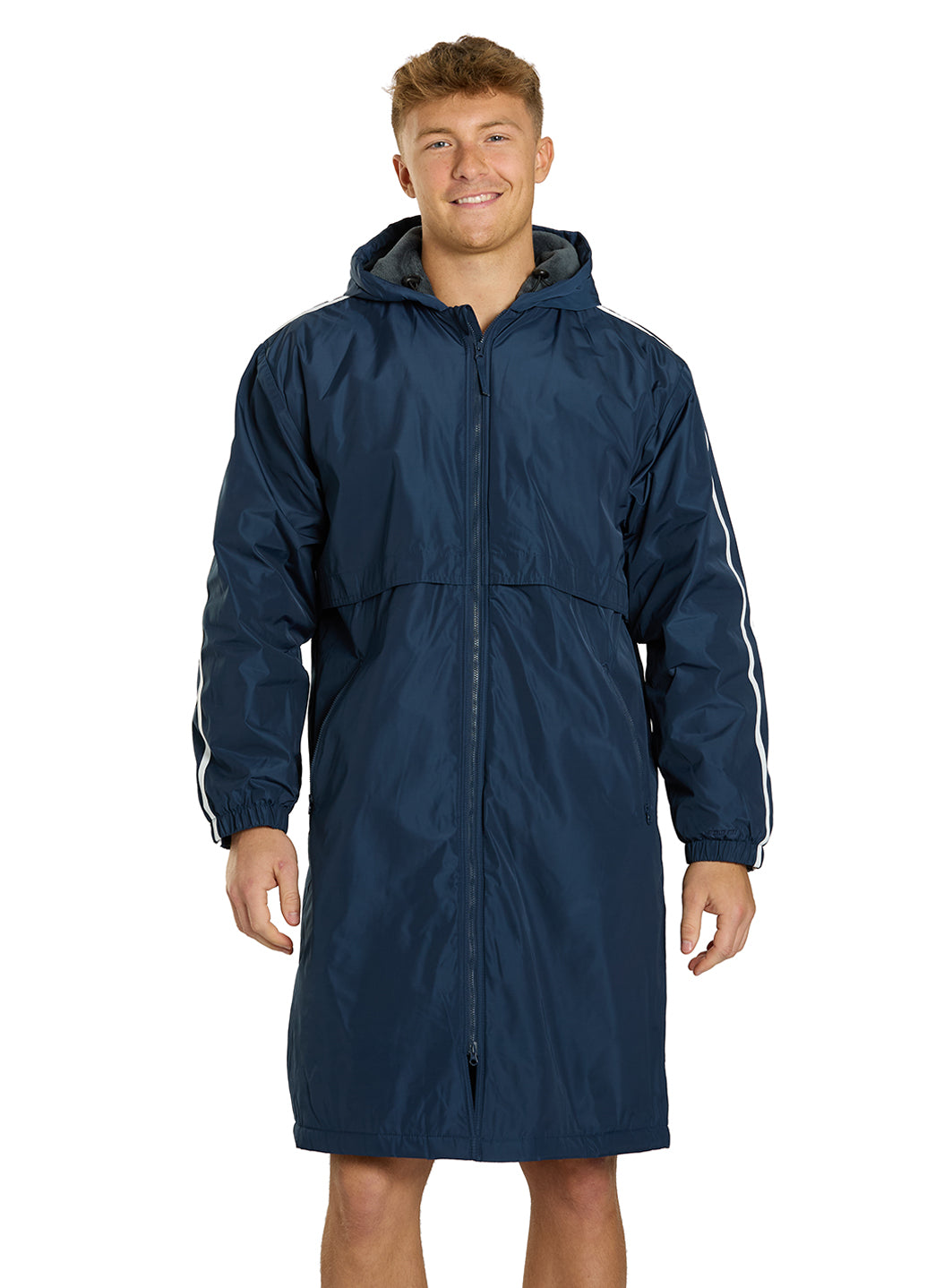 Sporti Striped Comfort Fleece-Lined Swim Parka