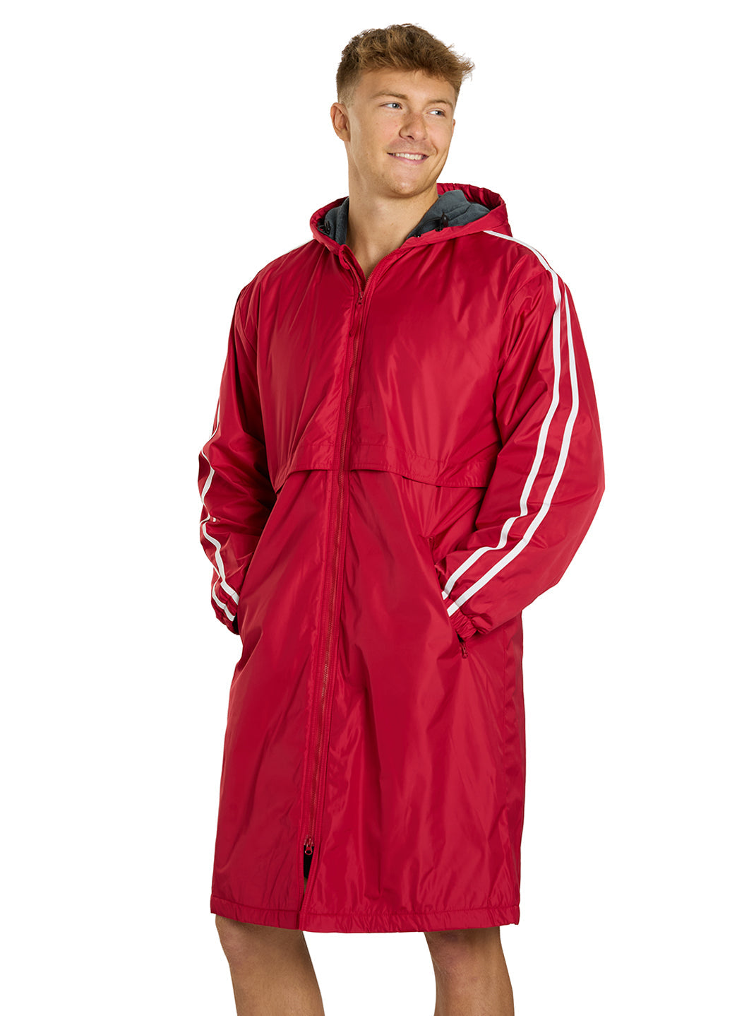 Sporti Striped Comfort Fleece-Lined Swim Parka
