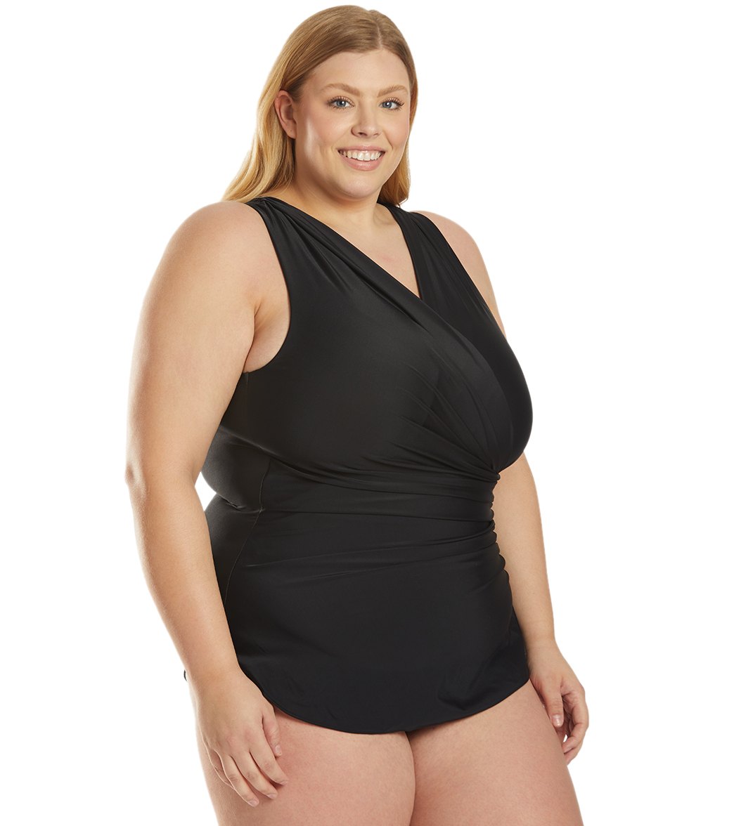 Sporti Plus Size Isabella Tummy Control Wrap One Piece Swimsuit