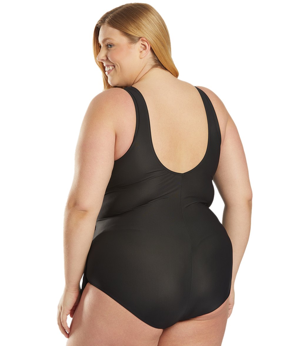 Sporti Plus Size Isabella Tummy Control Wrap One Piece Swimsuit