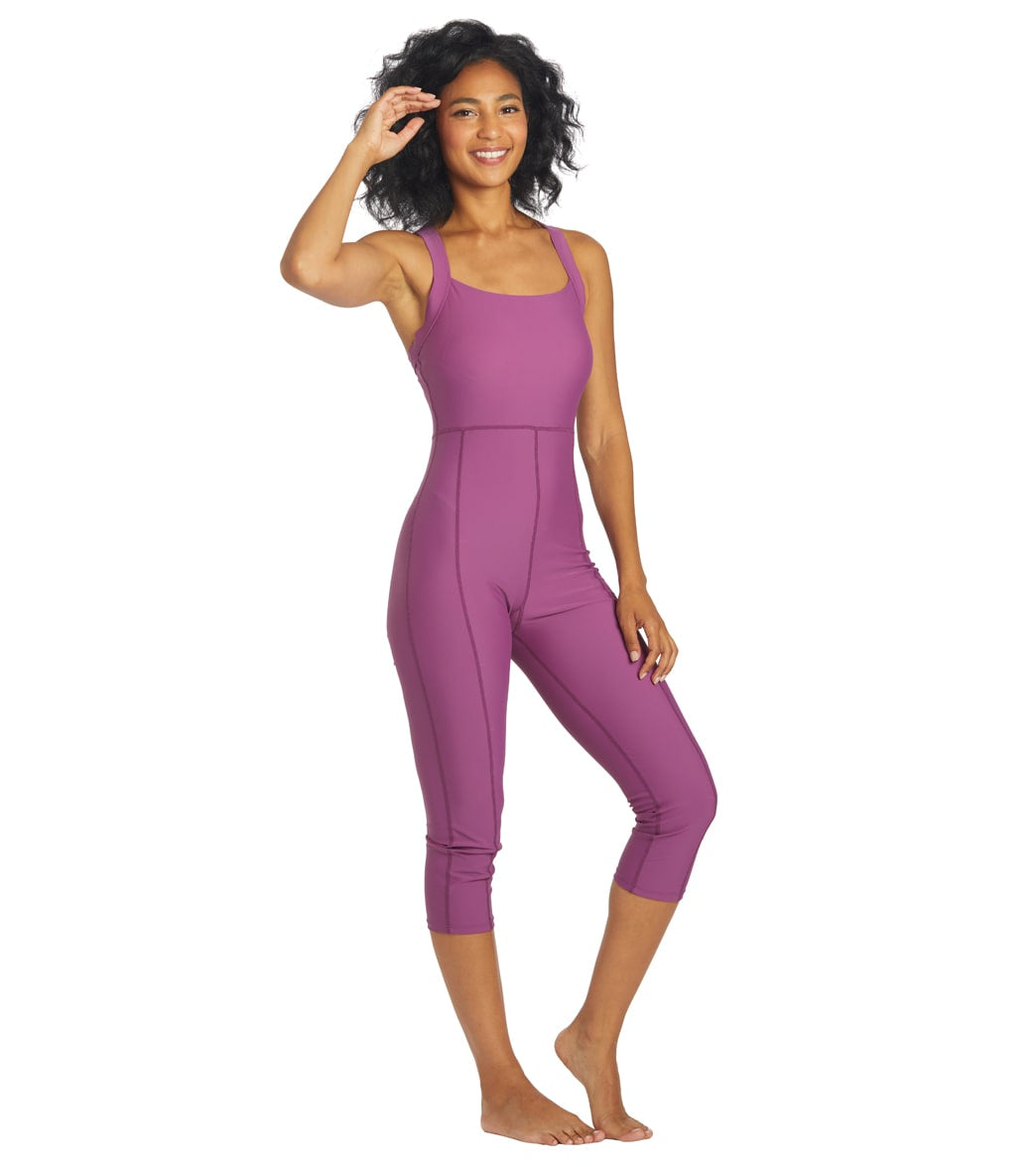 Sporti Active Solid One Piece Cropped Swim Unitard