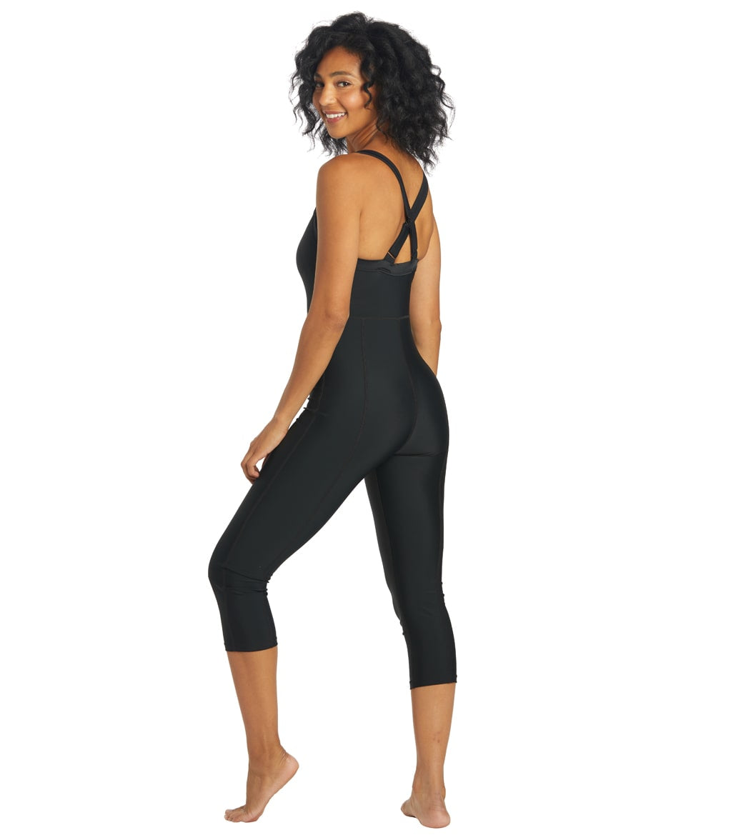 Sporti Active Solid One Piece Cropped Swim Unitard