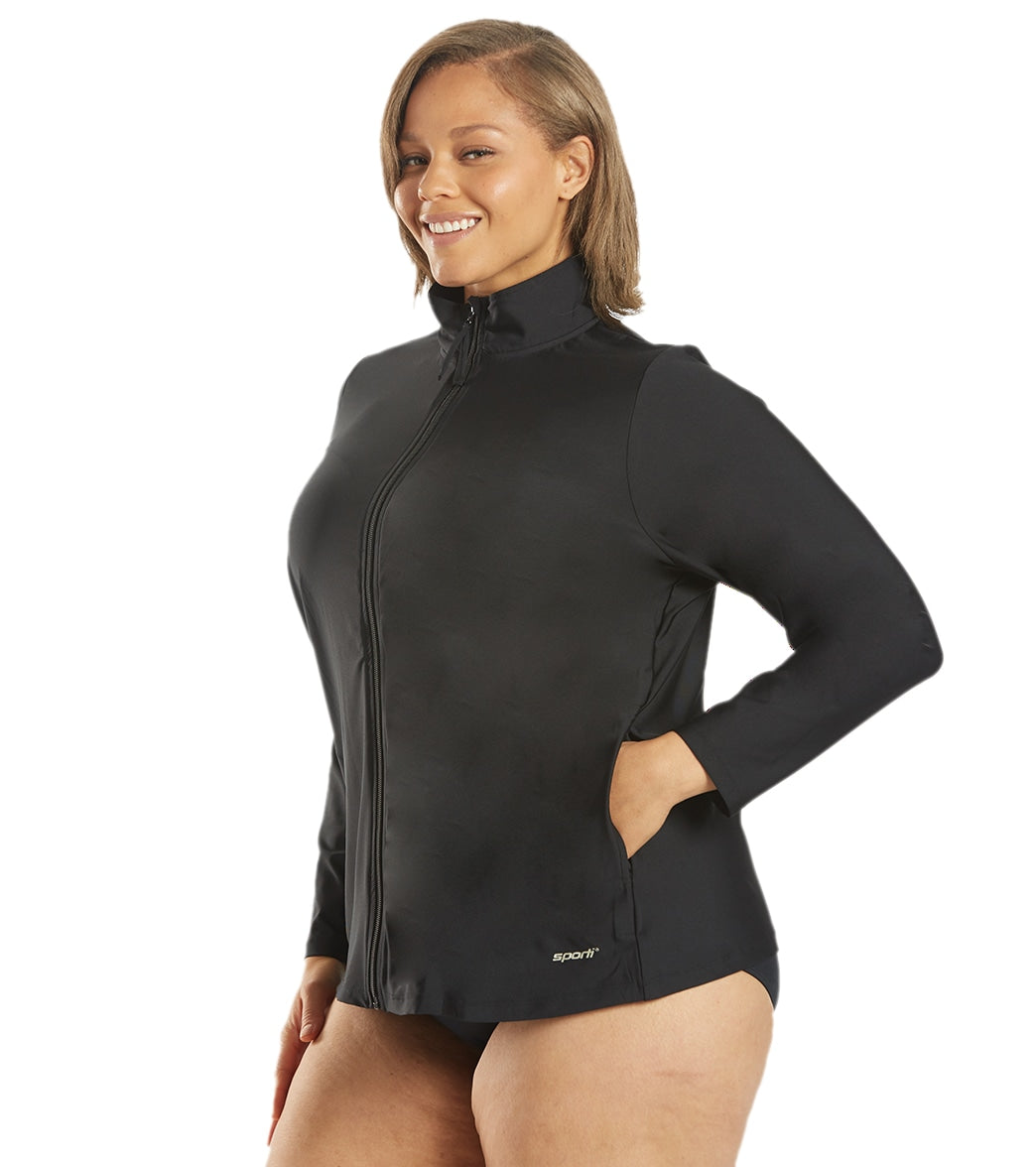 Sporti Women's Plus Size L/S Zip Front UPF 50+ Rash Guard