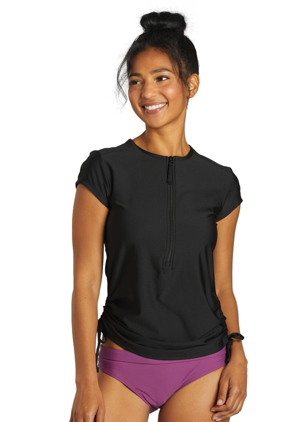 Sporti Women's Cap Sleeve Front Zip UPF 50+ Rash Guard