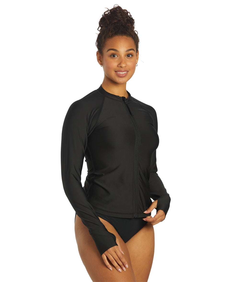 Sporti Women's Long Sleeve Zip Front UPF 50+ Rash Guard
