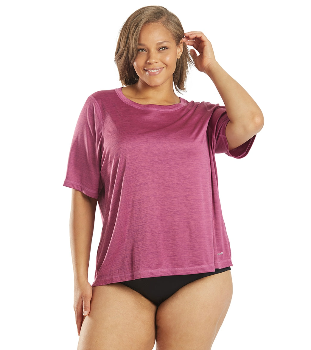 Sporti Women's Plus Size S/S Hybrid UPF 50+ Sun Shirt