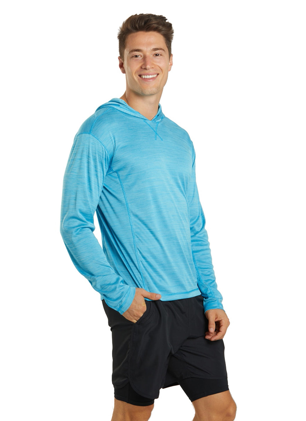 Sporti Men's L/S Hybrid II Hooded UPF 50+ Sun Shirt