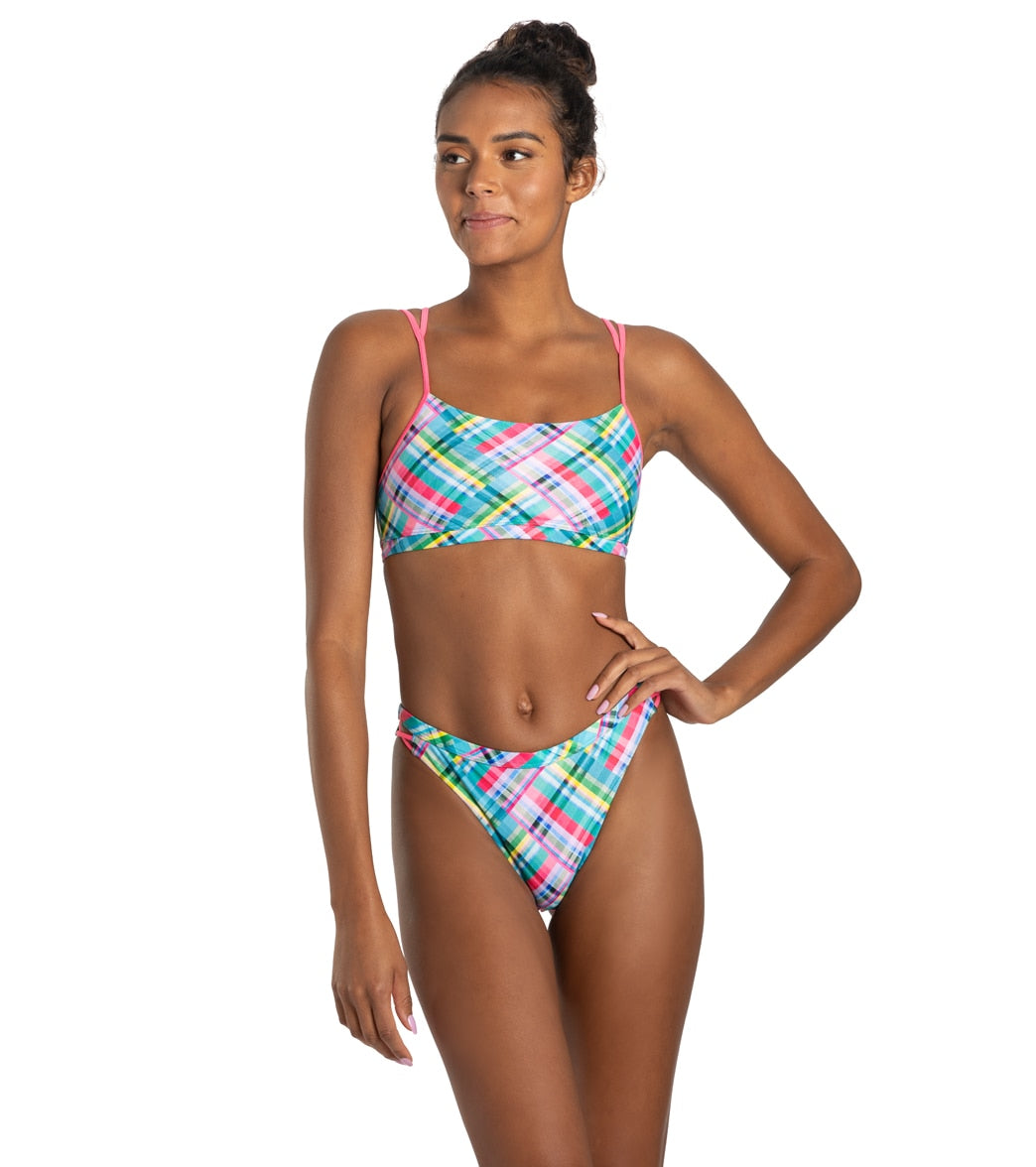 Sporti X Alex Walsh Madras Mania Tracy Double Strap Bikini Bottom