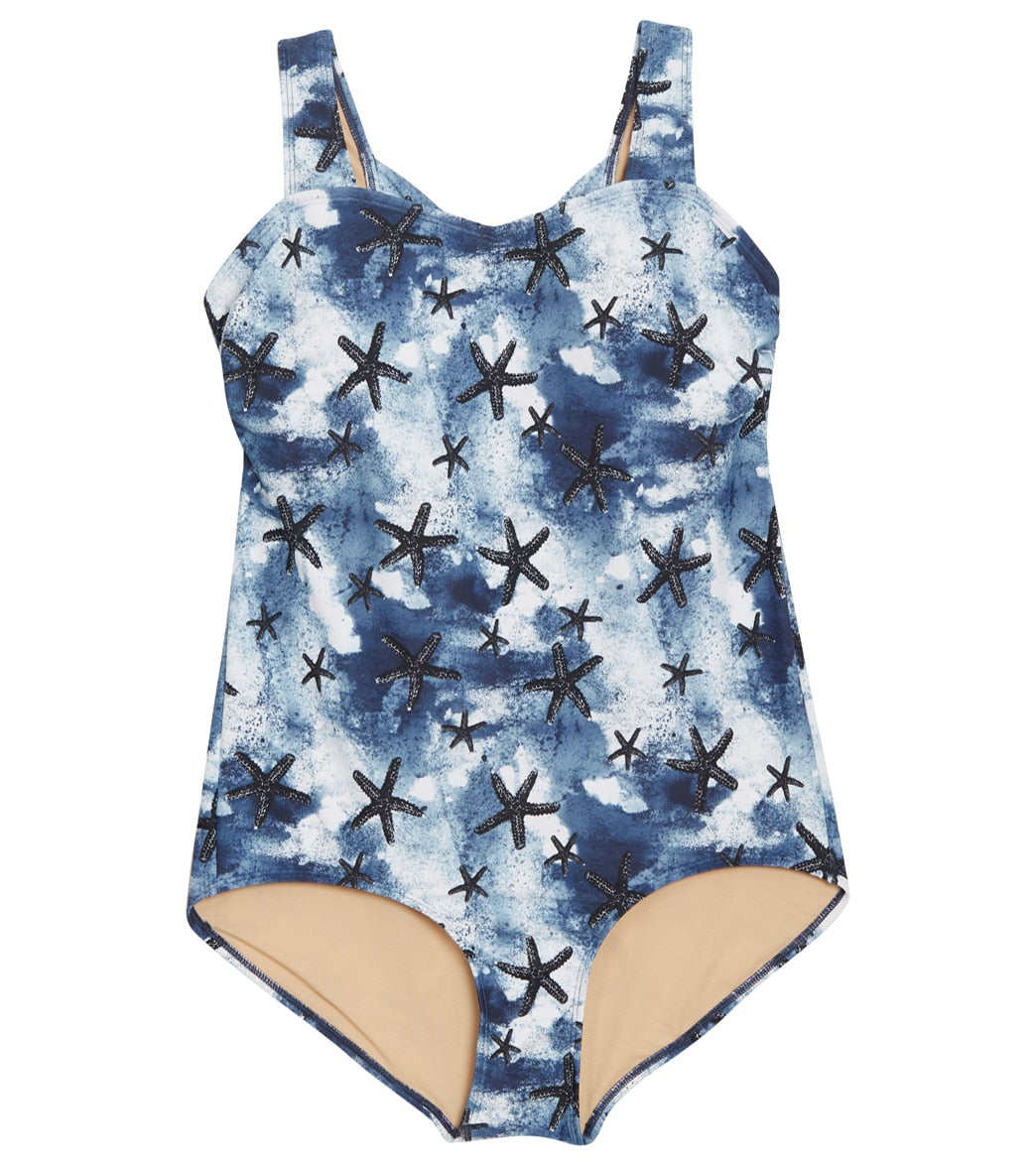 Sporti Plus Size Sanibel Island Moderate Printed Sweetheart One Piece Swimsuit
