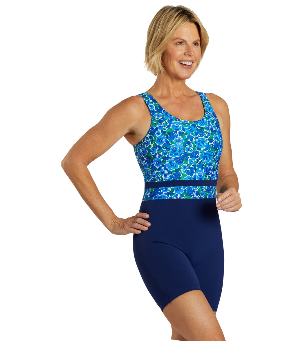 Sporti HydroLast Spring Garden Chlorine Resistant Scoop Back Unitard One Piece Swimsuit