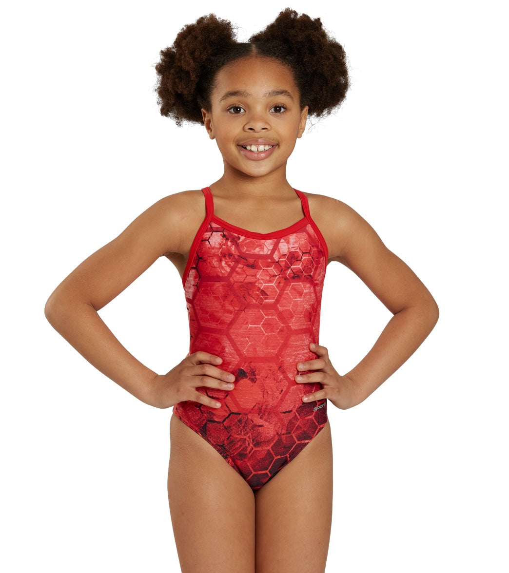 Sporti Fenced In Thin Strap One Piece Swimsuit (22-40)