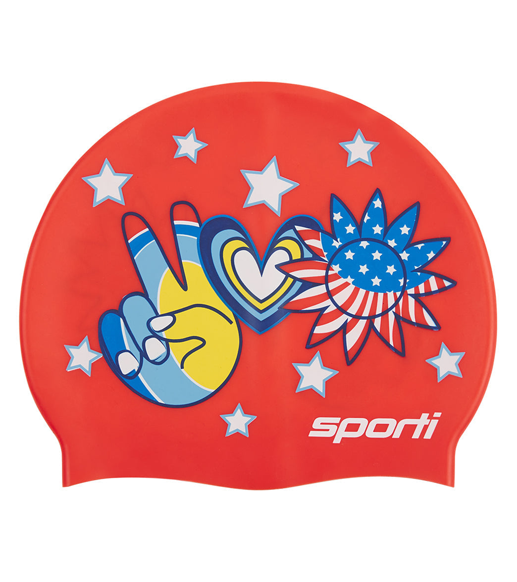 Sporti X Alex & Gretchen Walsh Peace Love & Swimming Silicone Swim Cap