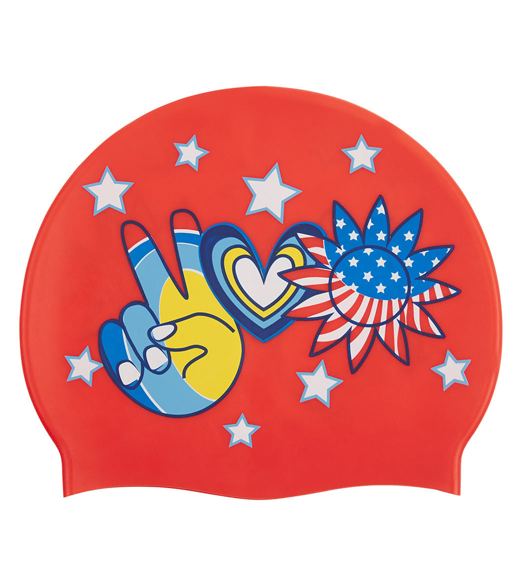 Sporti X Alex & Gretchen Walsh Peace Love & Swimming Silicone Swim Cap