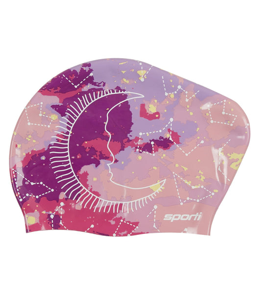 Sporti Galaxy Silicone Long Hair Bun Swim Cap